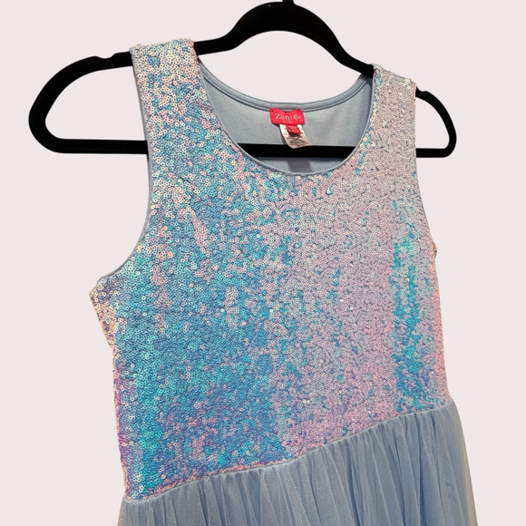Zunie Girls Sequin Tulle Dress Blue Ombre Party Formal Size 14/16 - Picture 5 of 11